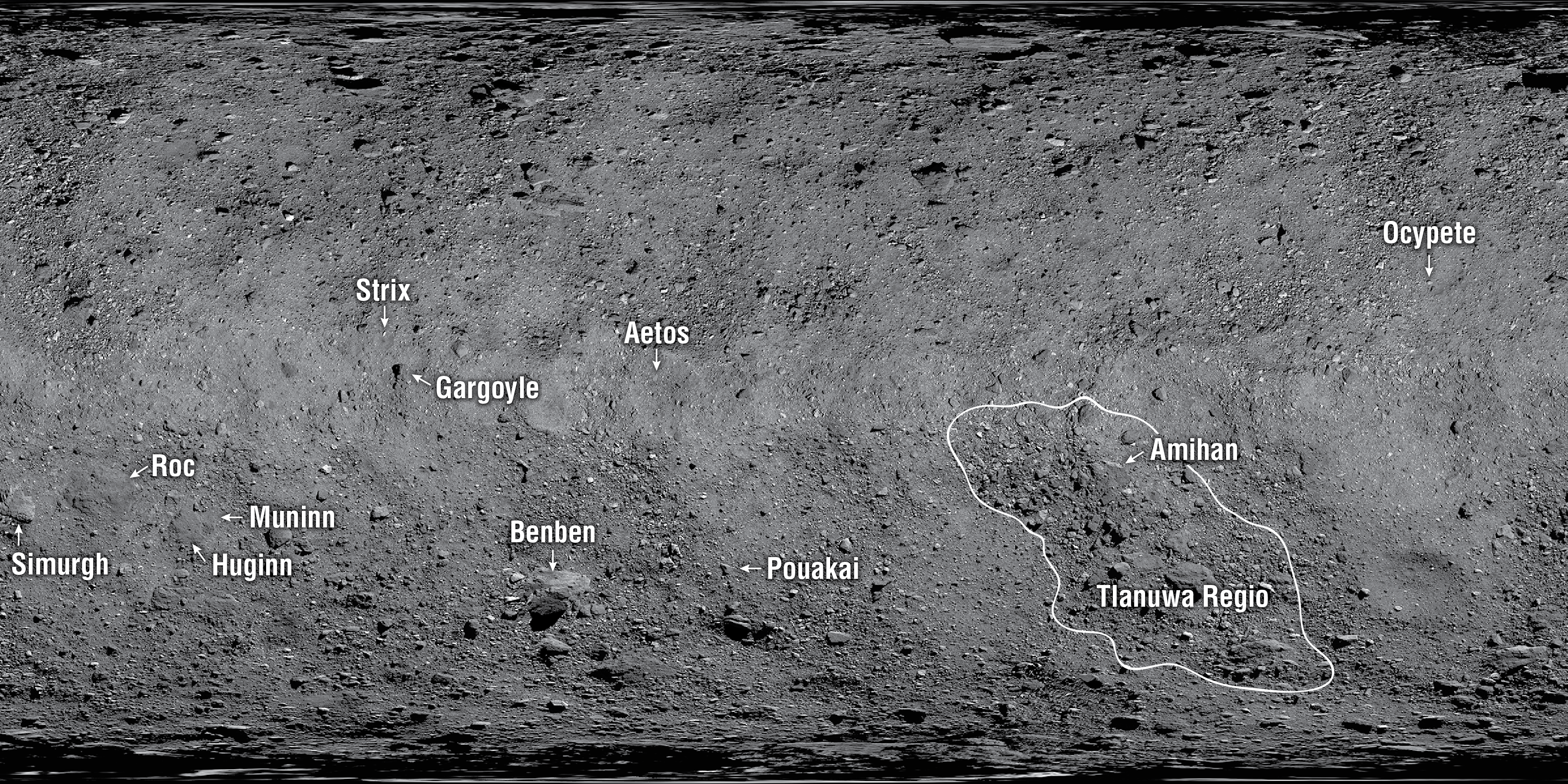 First Official Names Given to Features on Asteroid Bennu